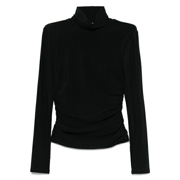 パトリツィア ペペ レディース ティーシャツ トップス Turtleneck gathered-waist top Black