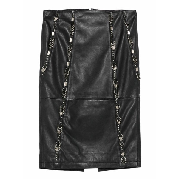 パトリツィア ペペ レディース スコート ボトムス Leather studded-detail MIDI skirt Black