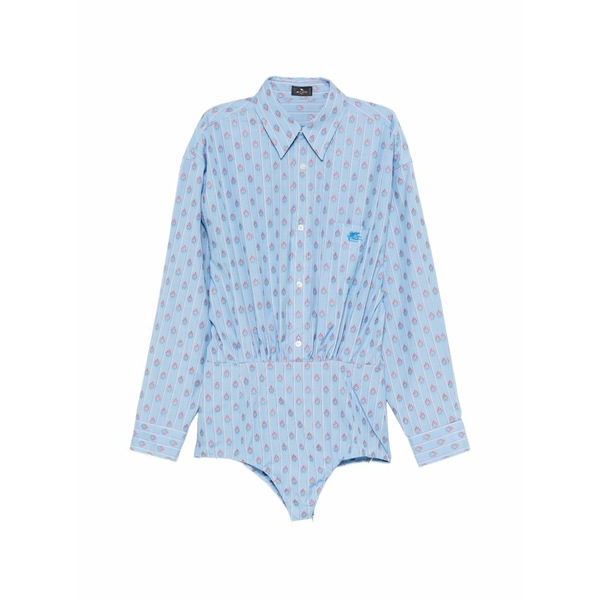 エトロ レディース プルオーバー トップス Floral-print striped bodysuit Blue