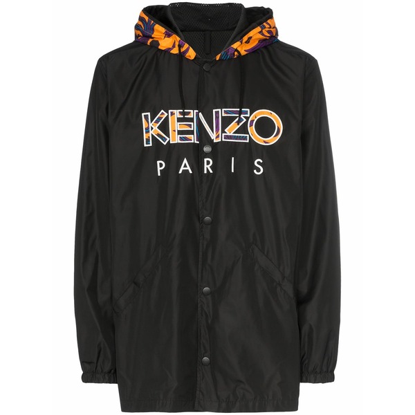 ケンゾー メンズ 上衣＆上衣 アウター Logo print hooded windbreaker jacket Black