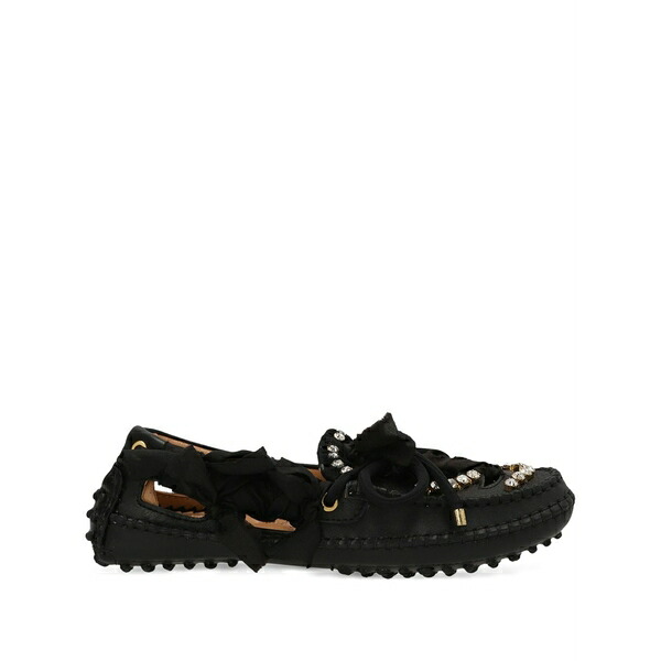 サーティーン・ゼロナイン・エスアール レディース スリッポン・ローファー シューズ Rhinestone-embellished loafers Black