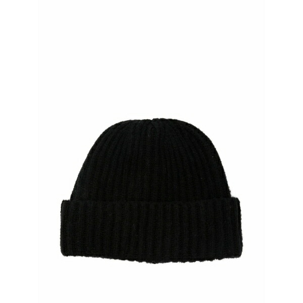 ザノーネ メンズ 鳥打ち帽 付属物 Ribbed-knit beanie hat Black