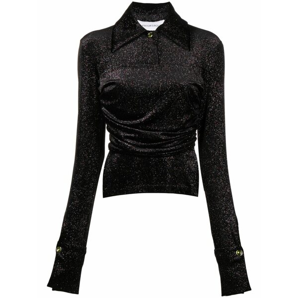 ビクターアンドロルフ レディース プルオーバー トップス Gathered glitter velvet shirt Black