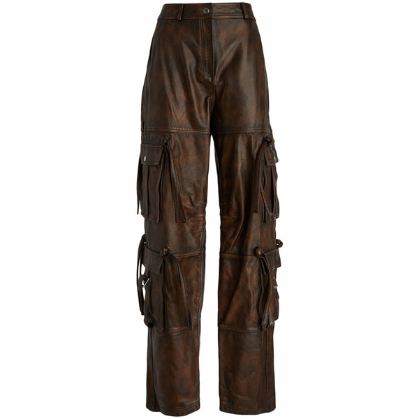 アンドレダモ レディース 心地好いズボン下 ボトムス Leather straight-leg trousers Brown