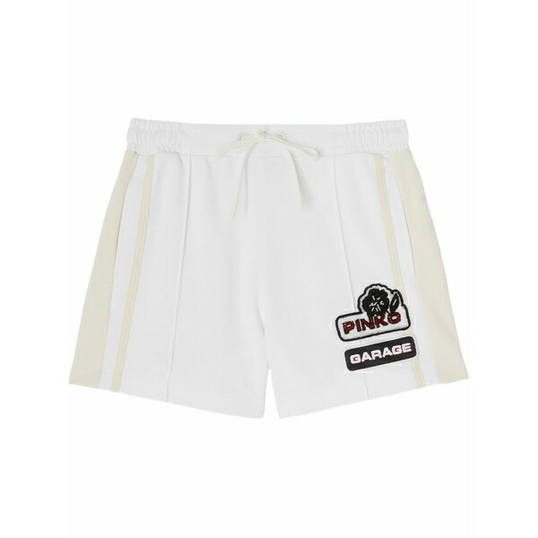 ピンコ レディース 心地好いズボン下 ボトムス Logo-patch shorts White