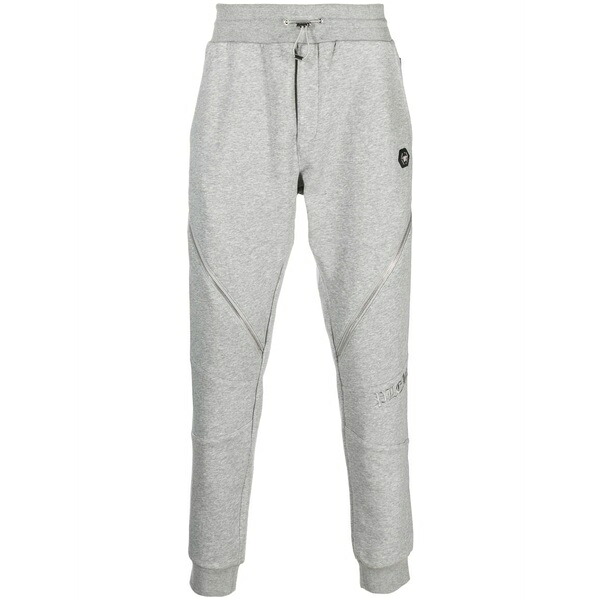 フィリップ飾り気のない メンズ 心地よいズボン下 ボトムス Constructed decorative-zip cotton track pants Grey