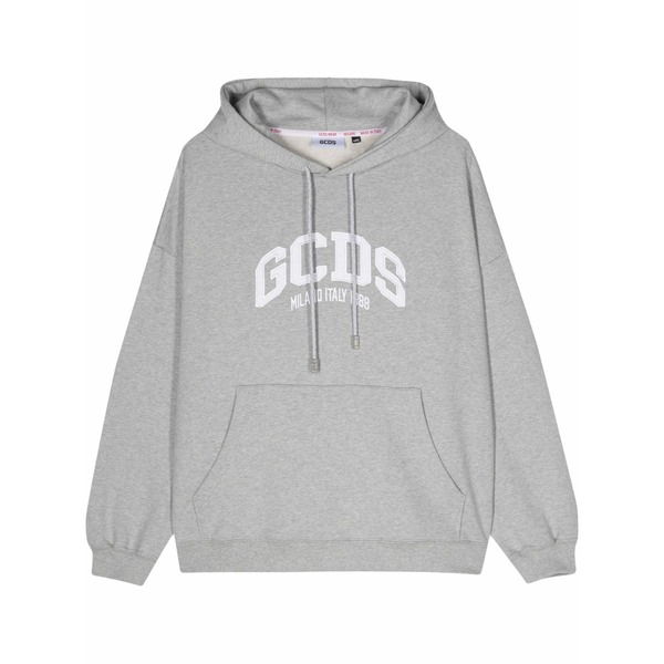 ジーシーディーエス メンズ パーカー・スウェットシャツ アウター Logo-embroidered hoodie Grey