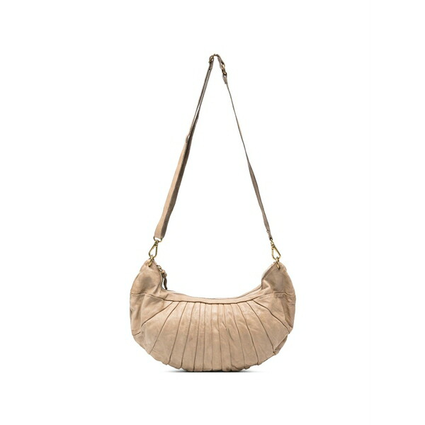 カンポマッジ レディース ショルダーバッグ 御徒面子 Luna pleated leather cross body bag Neutrals