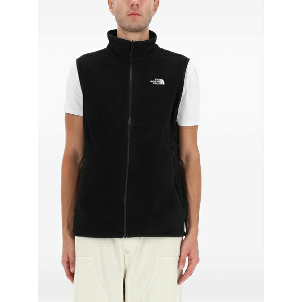 北の方人間の顔 メンズ パーカー・スウェットシャツ アウター Zip-up sleeveless sweatshirt Black