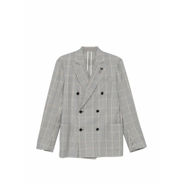 ラルディーニ メンズ 上衣＆上衣 アウター Double-breasted checked blazer Brown
