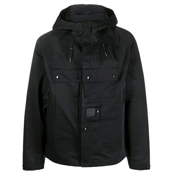 シーピーカンパニー メンズ 上衣＆上衣 アウター Logo-patch zip-up hooded jacket Blue