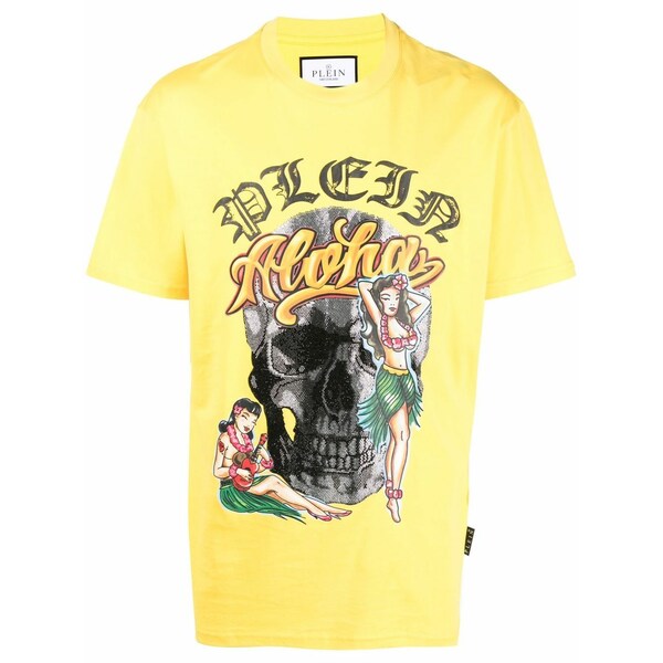 フィリップ飾り気の無い メンズ プルオーバー トップス Hawaii short-sleeve t-shirt  Yellow