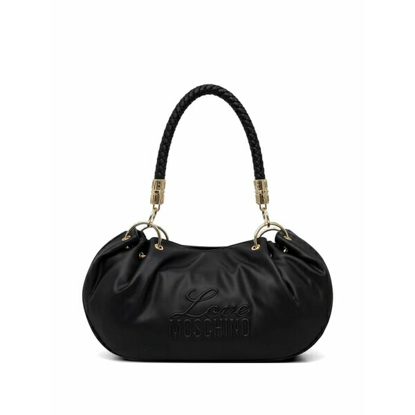 優しいこと モスキーノ レディース トートバッグ 御徒面子 Logo-embossed braided-handle tote bag Black