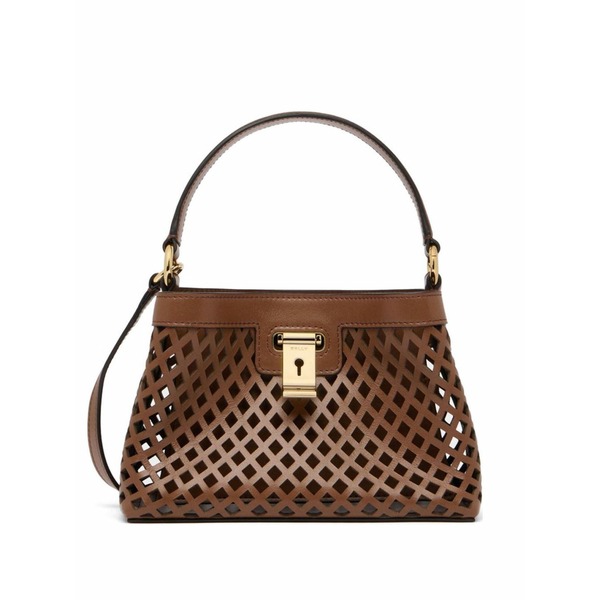 バリー レディース ハンドバック 御徒面子 Lock me laser-cut leather mini bag Brown