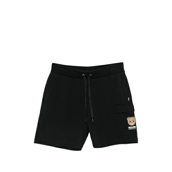 モスキーノ メンズ 心地よいズボン下 ボトムス Logo-print track short Black