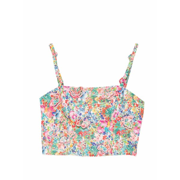 ファーム リオ レディース カットソー トップス Butterfly-appliqu&pound;d crop top Green｜asty