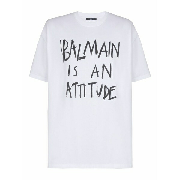 バルマン メンズ ティーシャツ トップス Printed t-shirt White