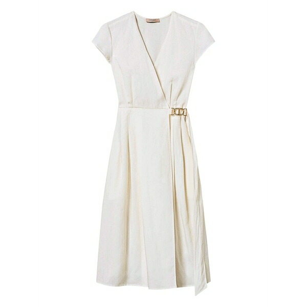 ツイン書き割り レディース 衣裳 トップス Midi logo-plaque dress White