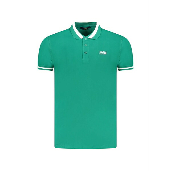 カヴァリ 位置付け/ロベルト・カバリ メンズ スポーツシャツ トップス Logo-embroidered polo shirt Green