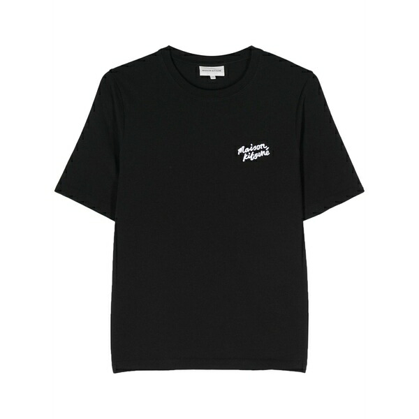 棲み家 狐狸 レディース プルオーバー トップス Logo-embroidered cotton t-shirt Black