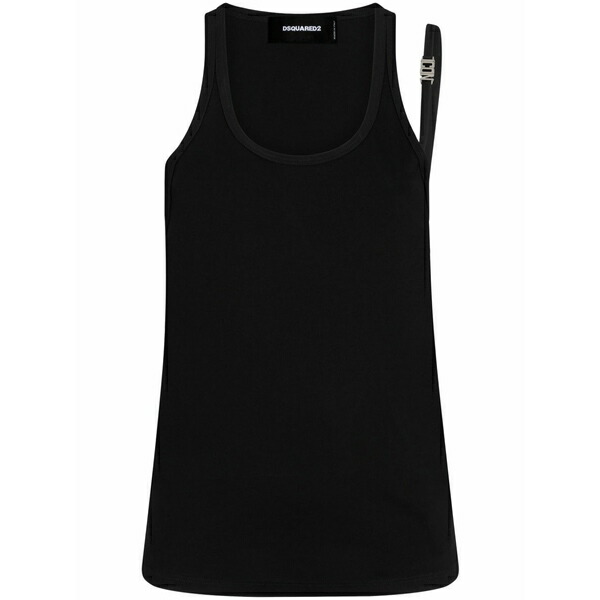 ディースクエアード メンズ カットソー トップス Icon strap-detailed tank top Black