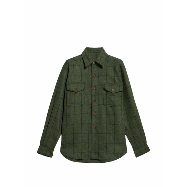 フォルテラ メンズ プルオーバー トップス Checked buttoned overshirt Green