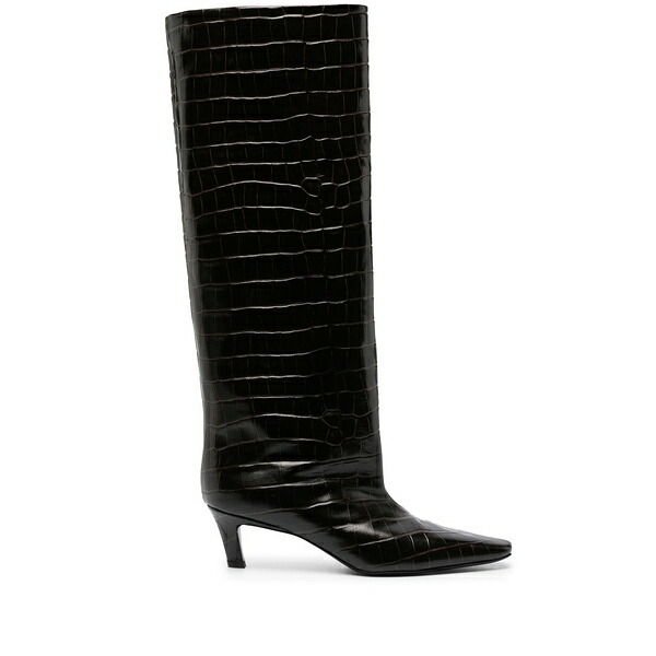 トーテム レディース ブーツ シューズ Crocodile-embossed knee-high boots Brown|asty