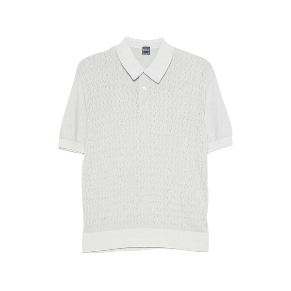 フェデーリ メンズ ポロシャツ トップス Textured-knit polo shirt Grey|asty