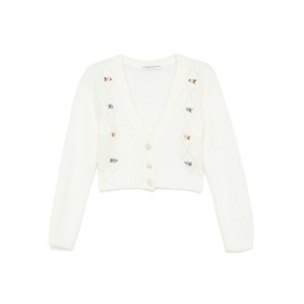 アレッサンドラ・リッチ レディース ジレー アウター Floral-embroidered cardigan Neutrals