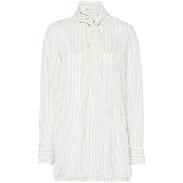 ドロシーシューマッハ レディース プルオーバー トップス Scarf-detail striped blouse White