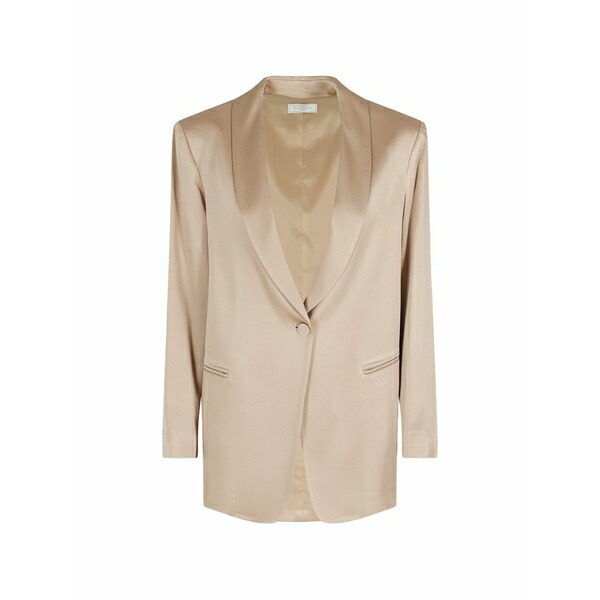 アントネリ レディース 上衣＆上衣 アウター Satin-finish shawl-lapel jacket Neutrals