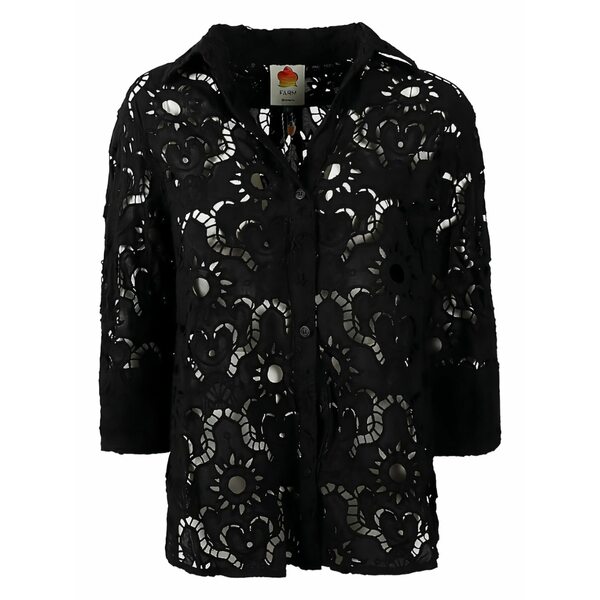 耕園 リオ レディース プルオーバー トップス Guipure-lace shirt Black