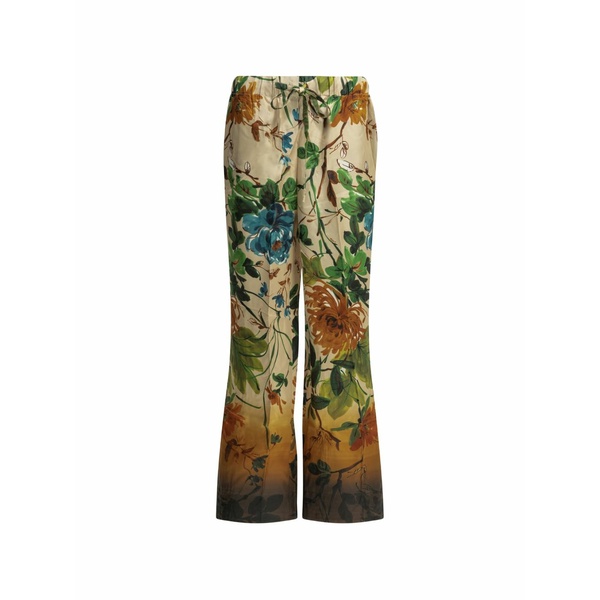 サマンサ・スン レディース 心地よいズボン下 ボトムス Floral-print silk trousers Neutrals