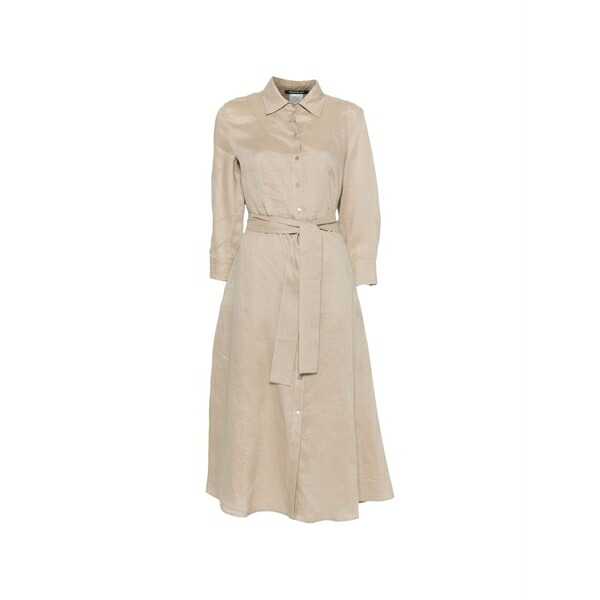 ペニー黒いこと レディース 衣裳 トップス Belted button-front MIDI shirt dress Neutrals