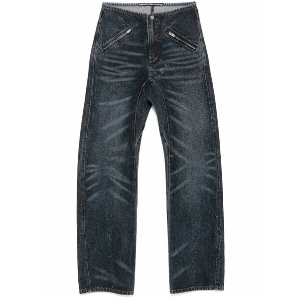 アレキサンダーワン レディース ジーンズズボン下 ボトムス Rhinestone-embellished jeans Blue