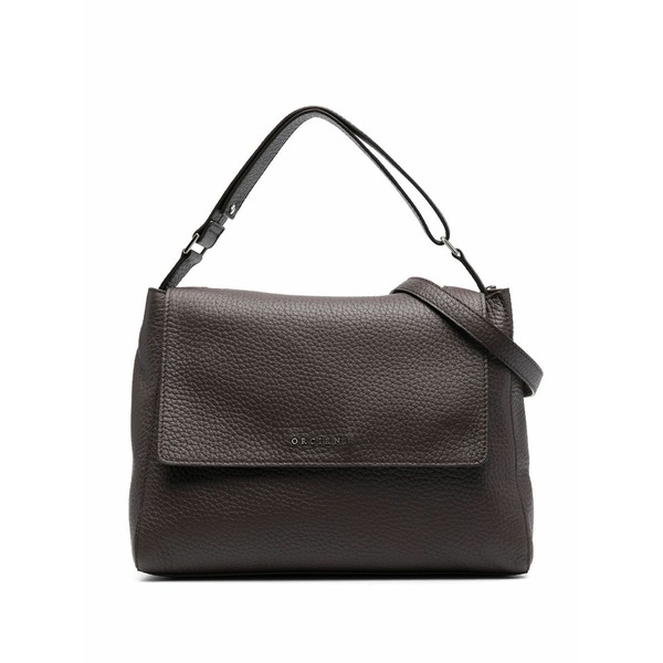 オルチアーニ レディース ショルダーバッグ 御徒面子 Logo-lettering leather bag Brown