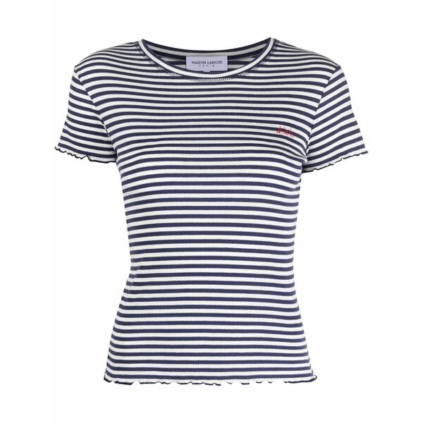 メゾンラビッシュ レディース ティーシャツ トップス Striped organic cotton t-shirt Blue