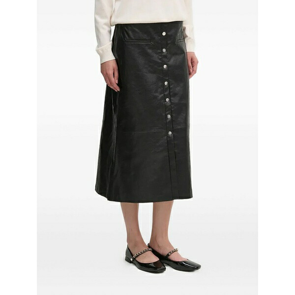 ダナ キャラン ニューヨーク州 レディース スコート ボトムス Button MIDI skirt Black
