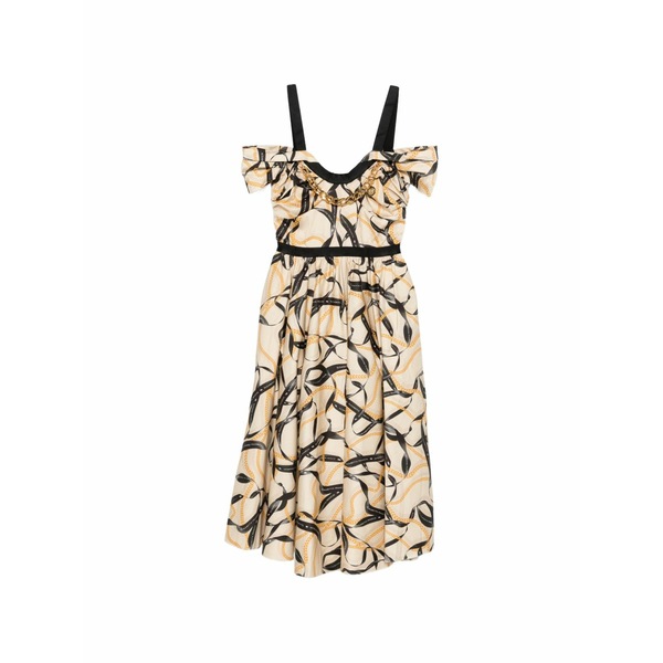 エリザベスフランキ レディース ワンピース トップス Ruffled midi dress Neutrals｜asty