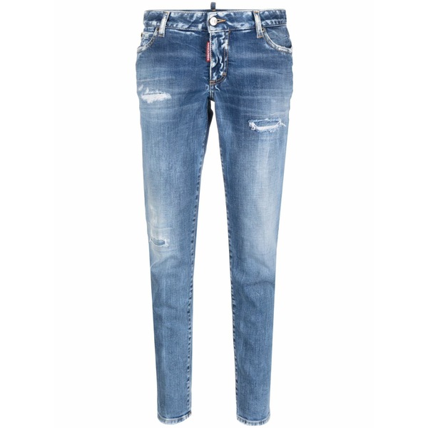 ディースクエアード レディース ジーンズズボン下 ボトムス Distressed-effect cropped jeans  Blue