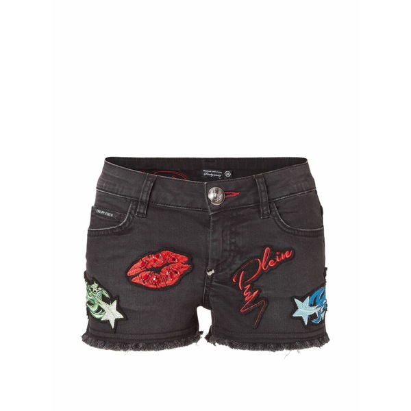 フィリップ飾り気の無い レディース 心地好いズボン下 ボトムス Achillia denim shorts Black