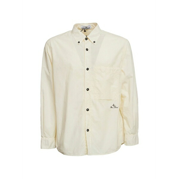 ストーンアイランド メンズ シャツ トップス Logo-embroidered shirt Neutrals|asty