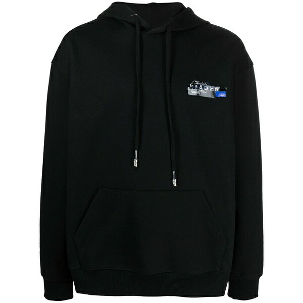 アーダーエラー メンズ パーカー・スウェットシャツ アウター Logo-print pullover hoodie  Black