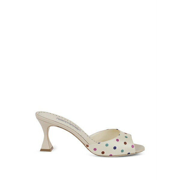 マノロブラニク レディース サンダル シューズ Jadaron polka-dot silk heeled sandals  Neutrals