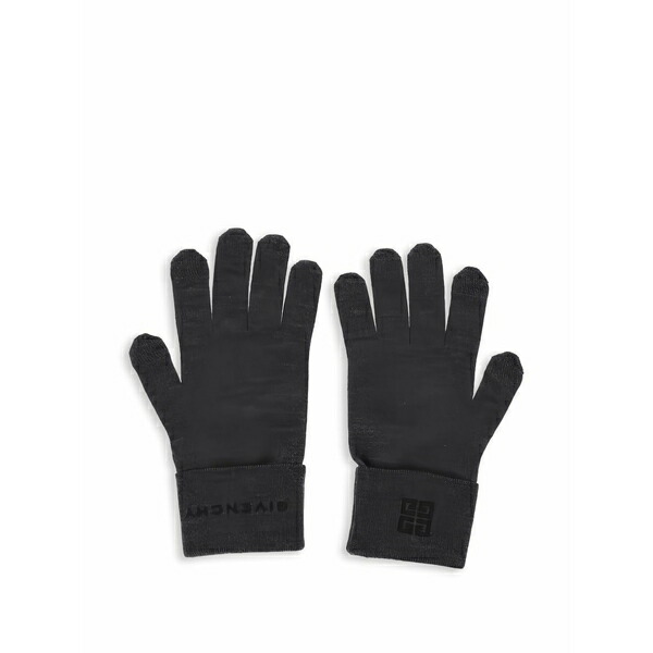 ジバンシー メンズ グローブ 添え物 Logo-embroidered wool gloves Grey