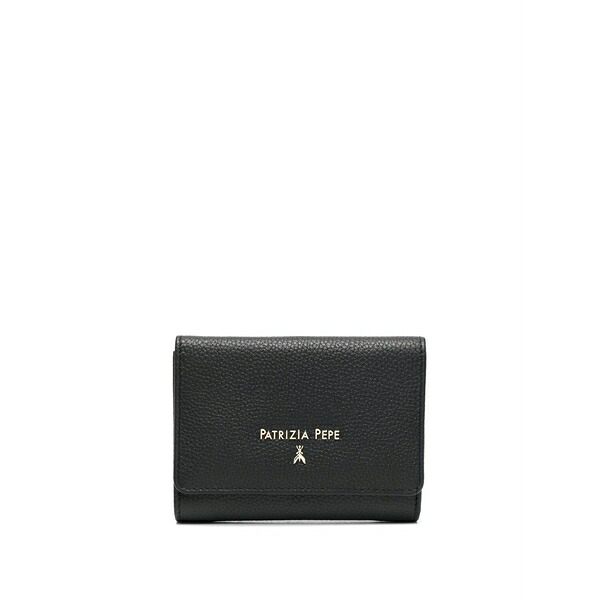 パトリツィア ペペ レディース 紙入れ 付属品 Grained-leather logo-print purse Black