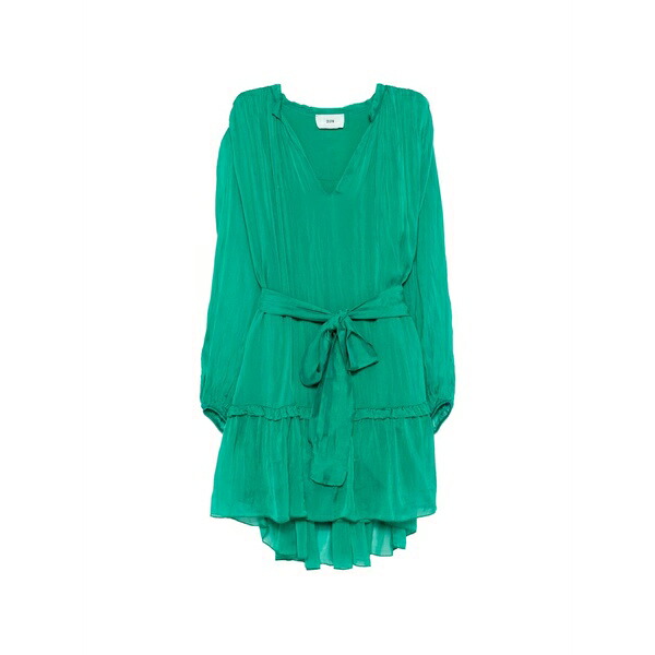 ソロトレ レディース 衣裳 トップス V-neck belted mini dress Green