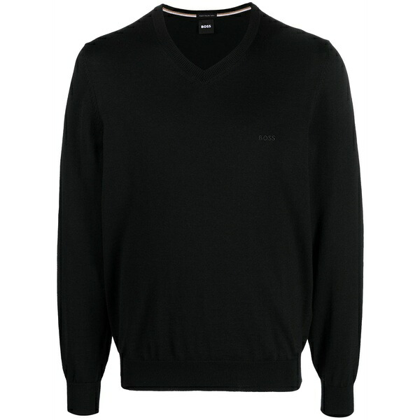 主任者 メンズ 編み物\u0026プルオーバー アウター Embroidered-logo v-neck jumper Black