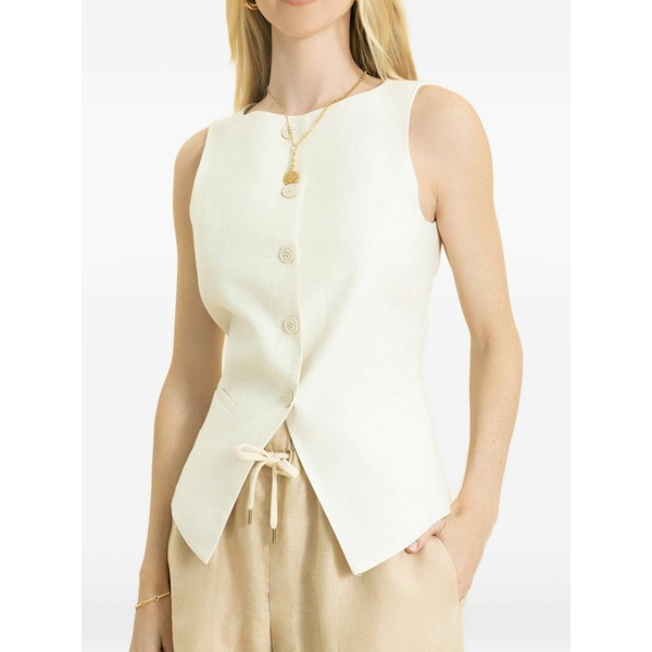イレブンティ レディース カットソー トップス Boat-neck button top Neutrals