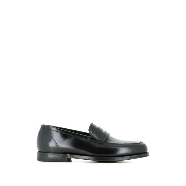 緑であること・ジョージ メンズ スリッポン・ローファー シューズ Polished strap leather loafers Black